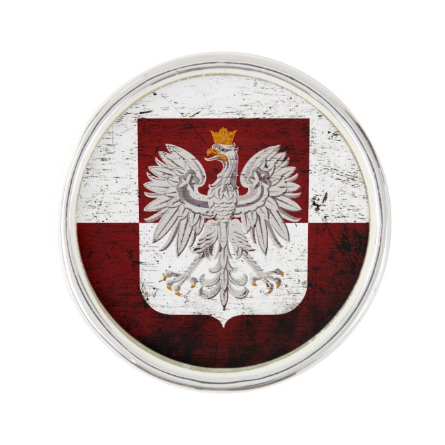 Black Grunge Poland Flag Pin (Front)