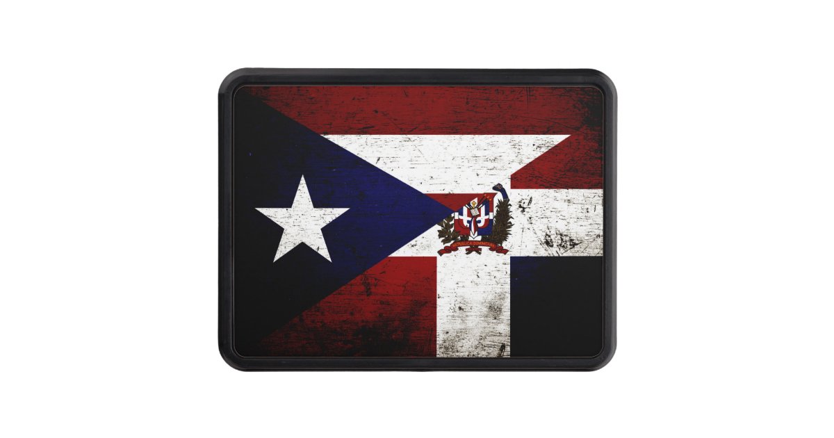 Black Grunge Puerto Rico & Dominican Flag Hitch Cover Zazzle