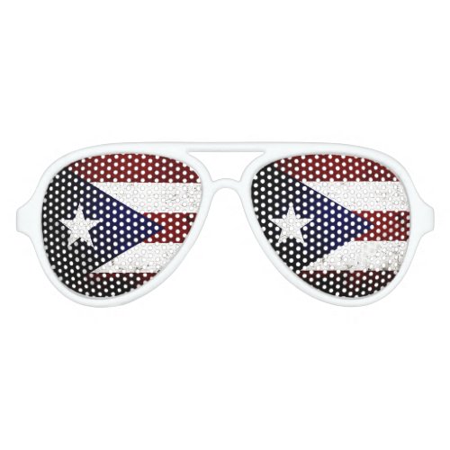 Black Grunge Puerto Rico Flag Aviator Sunglasses