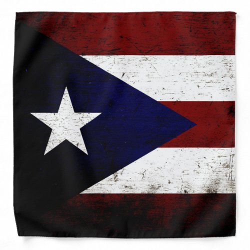 Black Grunge Puerto Rico Flag Bandana