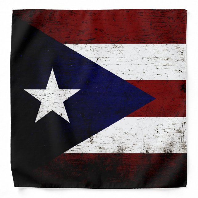 Black Grunge Puerto Rico Flag Bandana (Front)