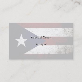 Black Grunge Puerto Rico Flag Business Card by electrosky at Zazzle