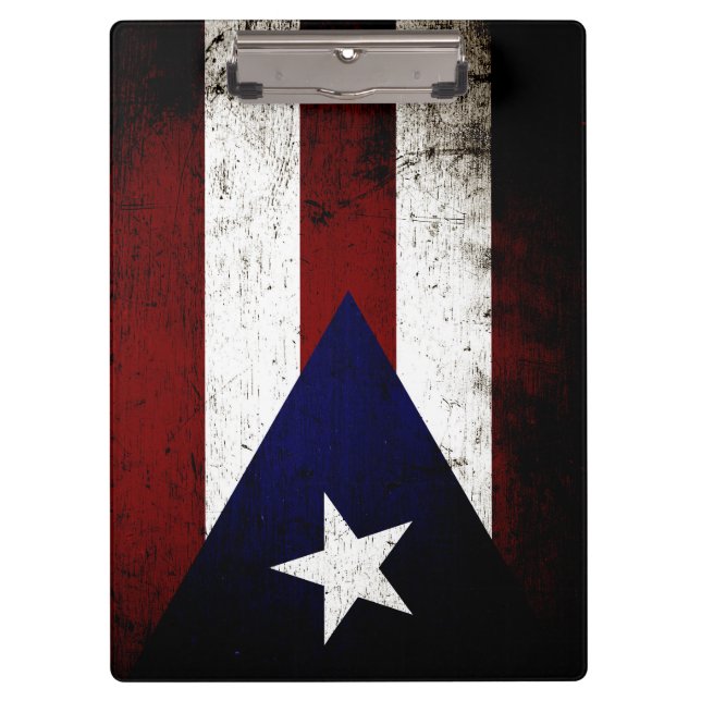 Black Grunge Puerto Rico Flag Clipboard (Front)