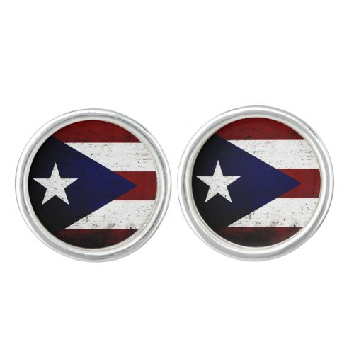 Black Grunge Puerto Rico Flag Cufflinks
