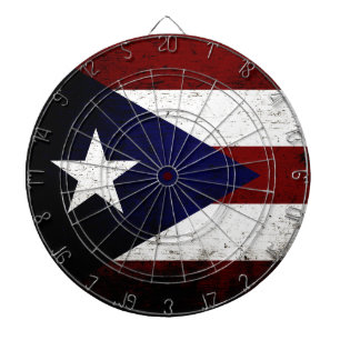 Black Grunge Puerto Rico Flag Dart Board