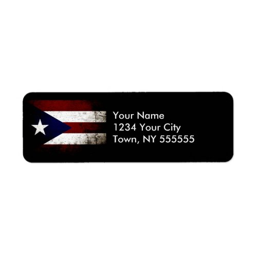 Black Grunge Puerto Rico Flag Label