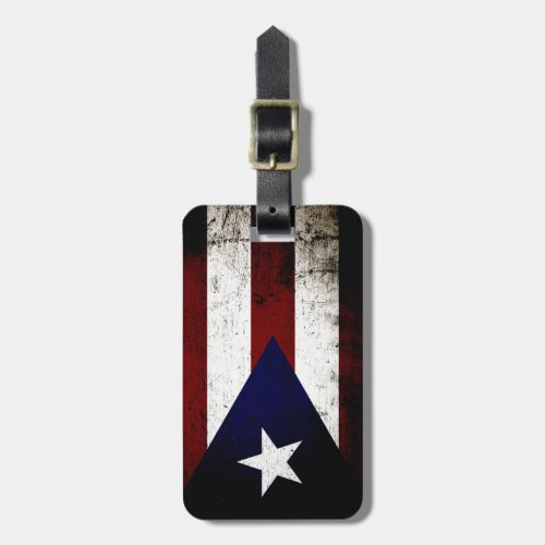 Black Grunge Puerto Rico Flag Luggage Tag