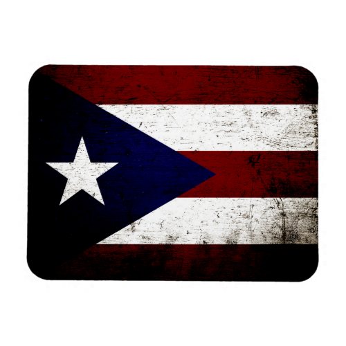 Black Grunge Puerto Rico Flag Magnet