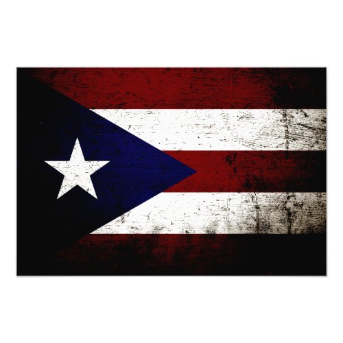 Black Grunge Puerto Rico Flag Photo Print