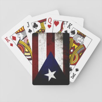 Black Grunge Puerto Rico Flag Playing Cards by electrosky at Zazzle