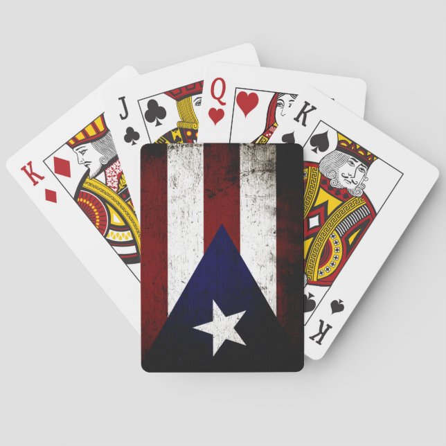 Black Grunge Puerto Rico Flag Poker Cards (Back)