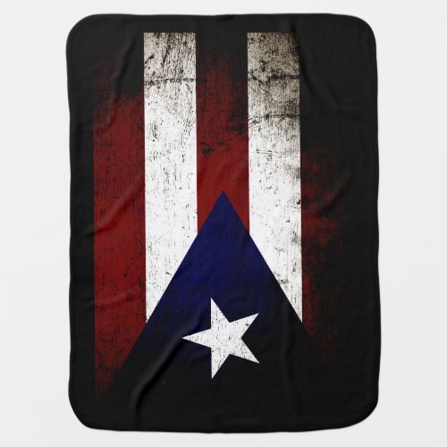 Black Grunge Puerto Rico Flag Receiving Blanket