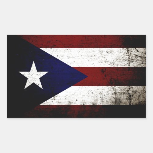 Black Grunge Puerto Rico Flag Rectangular Sticker