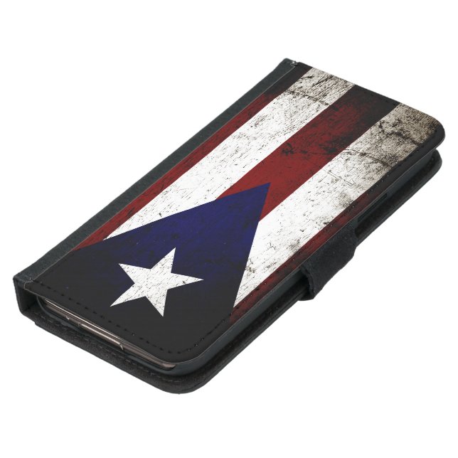 Black Grunge Puerto Rico Flag Samsung Galaxy Wallet Case (Bottom)