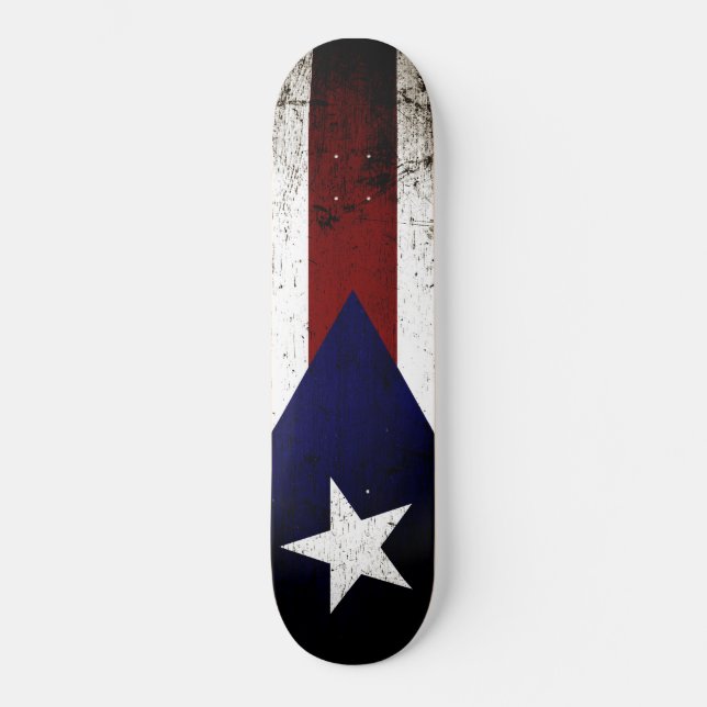 Black Grunge Puerto Rico Flag Skateboard Deck (Front)