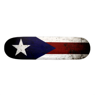 Black Grunge Puerto Rico Flag Skateboard Deck