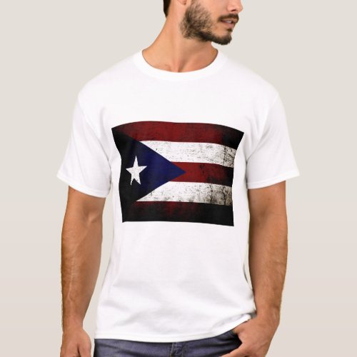 Black Grunge Puerto Rico Flag T_Shirt