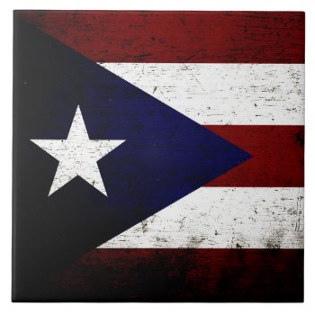 Black Grunge Puerto Rico Flag Tile by electrosky at Zazzle