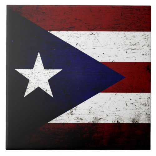 Black Grunge Puerto Rico Flag Tile