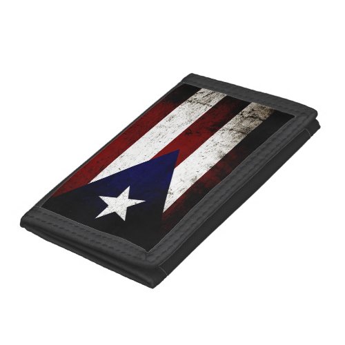 Black Grunge Puerto Rico Flag Tri_fold Wallet