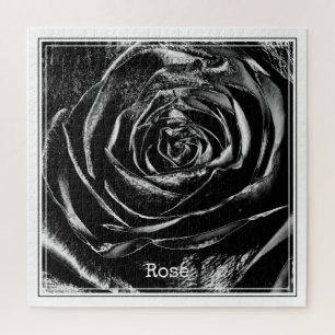 Black-Grunge Rose Abstract Floral Photography Jigsaw Puzzle
