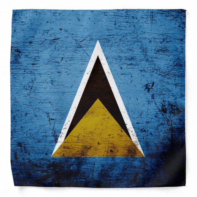 Black Grunge Saint Lucia Flag Bandana (Front)