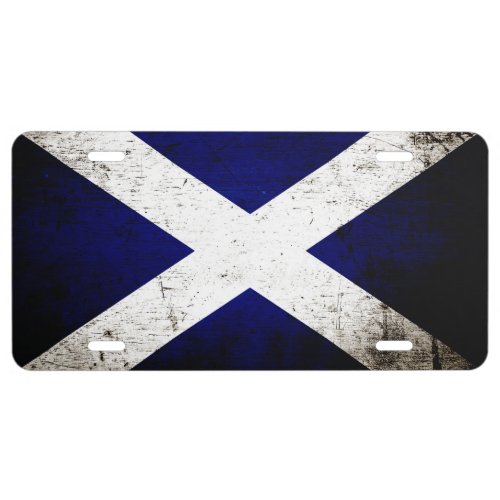 Black Grunge Scotland Flag 1 License Plate