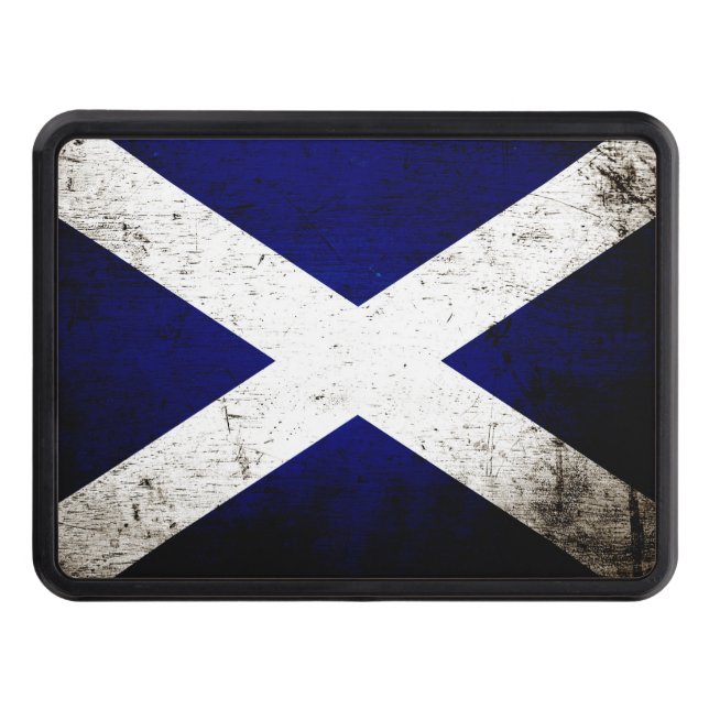 Black Grunge Scotland Flag Hitch Cover (Front)