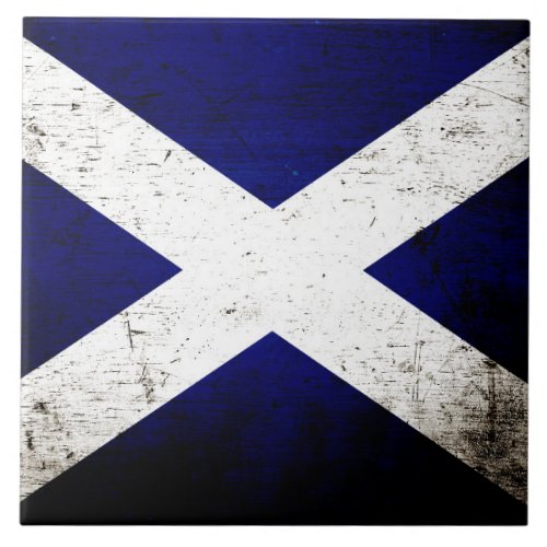 Black Grunge Scotland Flag Tile