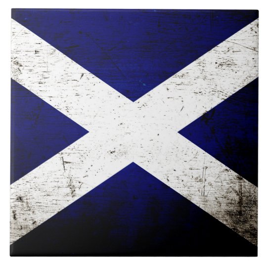 Black Grunge Scotland Flag Tile | Zazzle.com