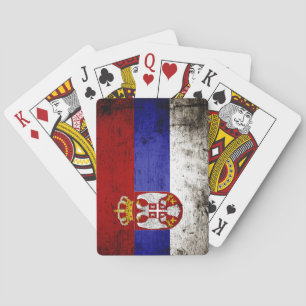 Black Grunge Serbia Flag Poker Cards
