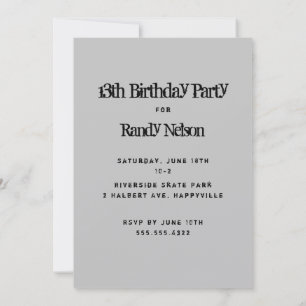 Black Grunge Sons Boys Teens Birthday Invitation