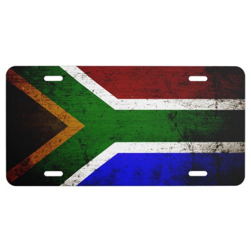 Black Grunge South Africa Flag 1 License Plate