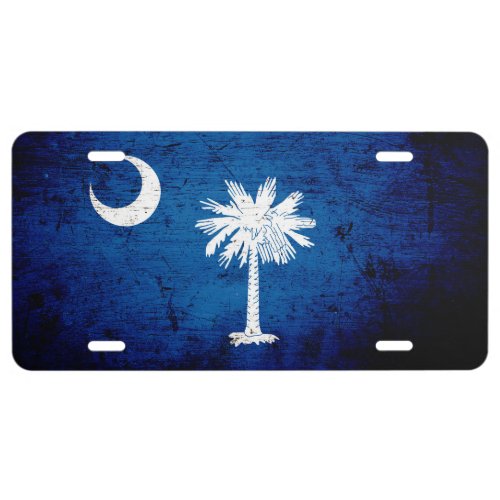 Black Grunge South Carolina State Flag License Plate