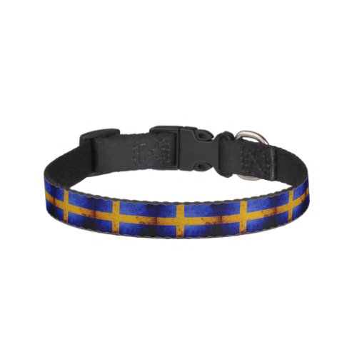 Black Grunge Sweden Flag Pet Collar