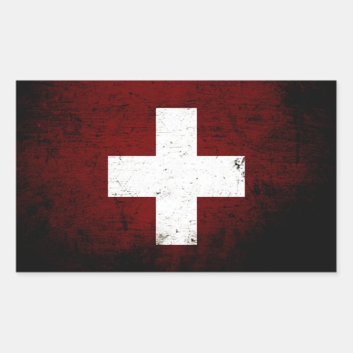 Black Grunge Switzerland Flag Rectangular Sticker