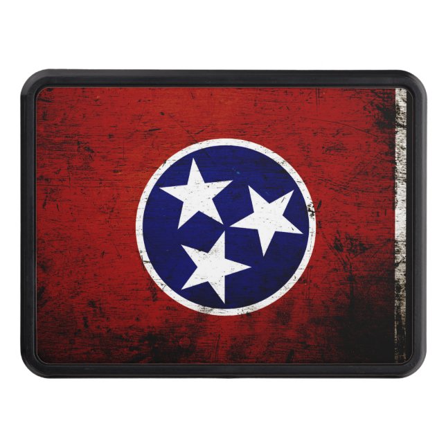Black Grunge Tennessee State Flag Hitch Cover (Front)