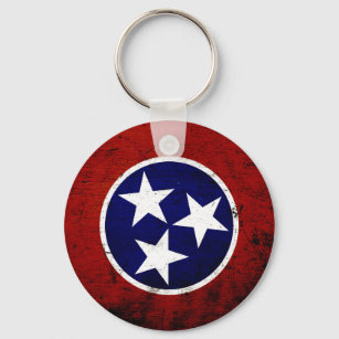 Black Grunge Tennessee State Flag Keychain