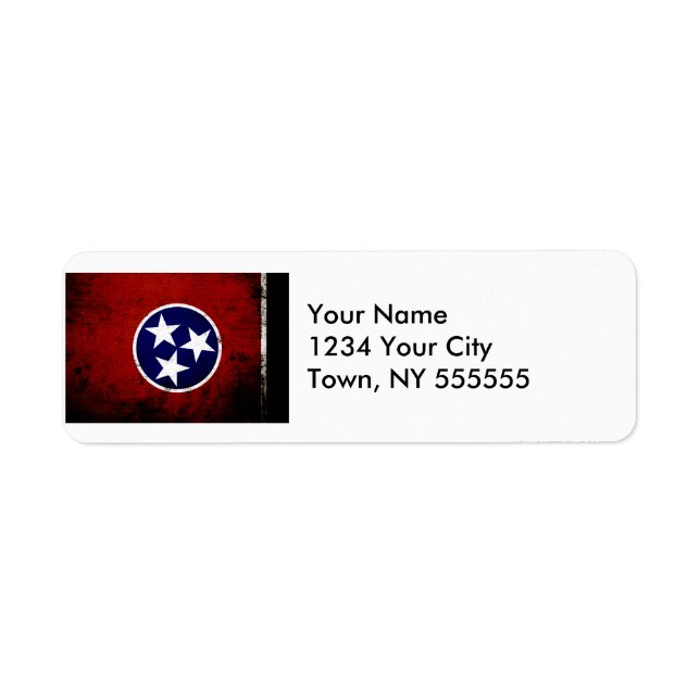 Black Grunge Tennessee State Flag Label (Front)