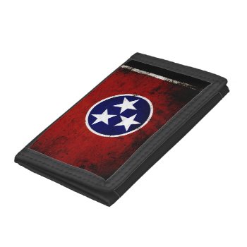 Black Grunge Tennessee State Flag Tri-fold Wallet by electrosky at Zazzle