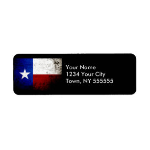 Black Grunge Texas State Flag Label