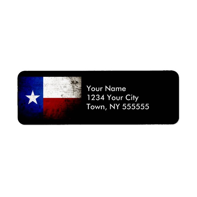 Black Grunge Texas State Flag Label (Front)