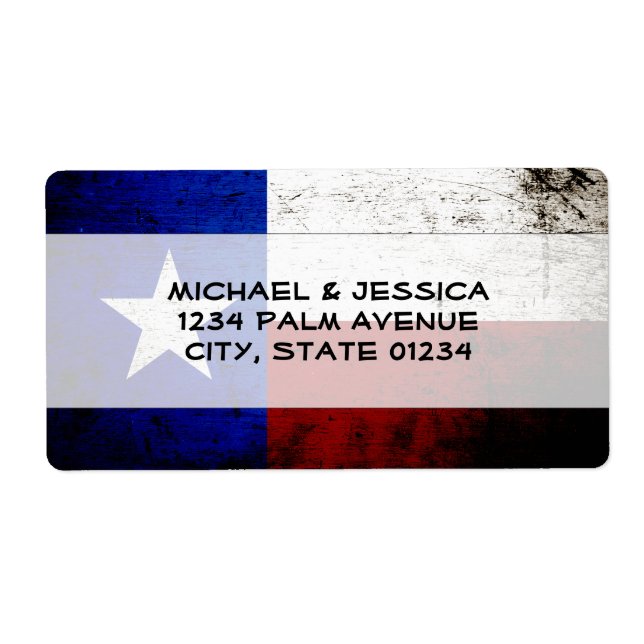 Black Grunge Texas State Flag Label (Front)