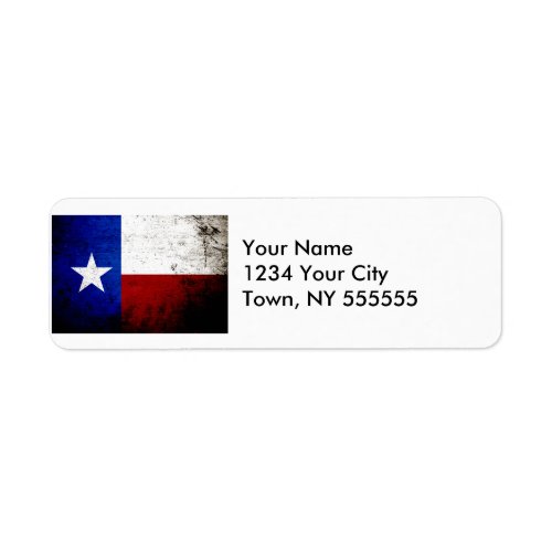 Black Grunge Texas State Flag Label