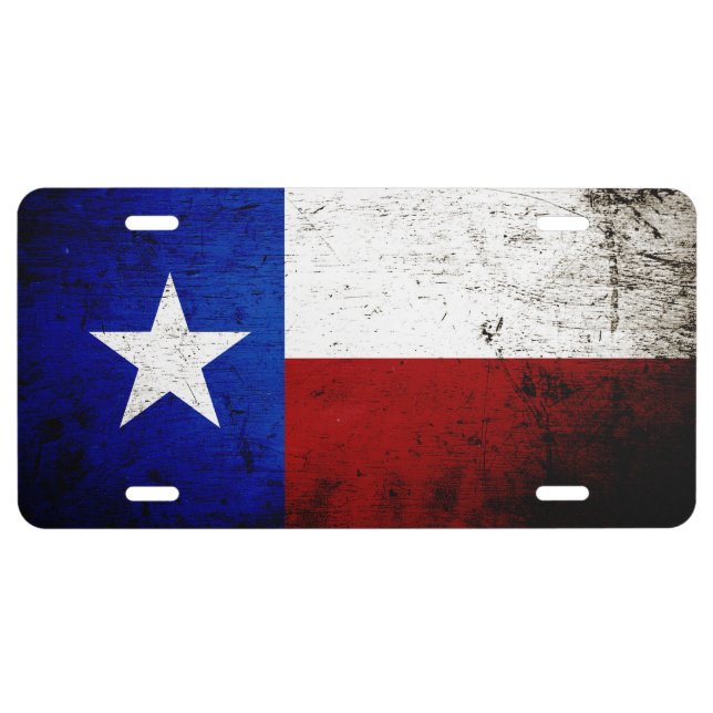 Black Grunge Texas State Flag License Plate (Front)