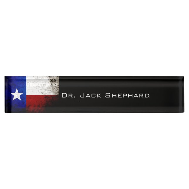 Black Grunge Texas State Flag Nameplate (Front)