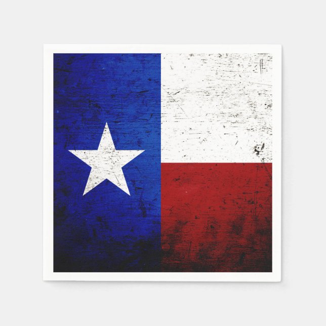 Black Grunge Texas State Flag Paper Napkins (Front)