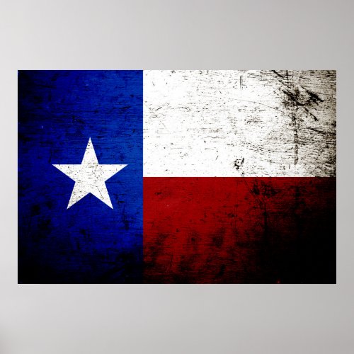 Black Grunge Texas State Flag Poster