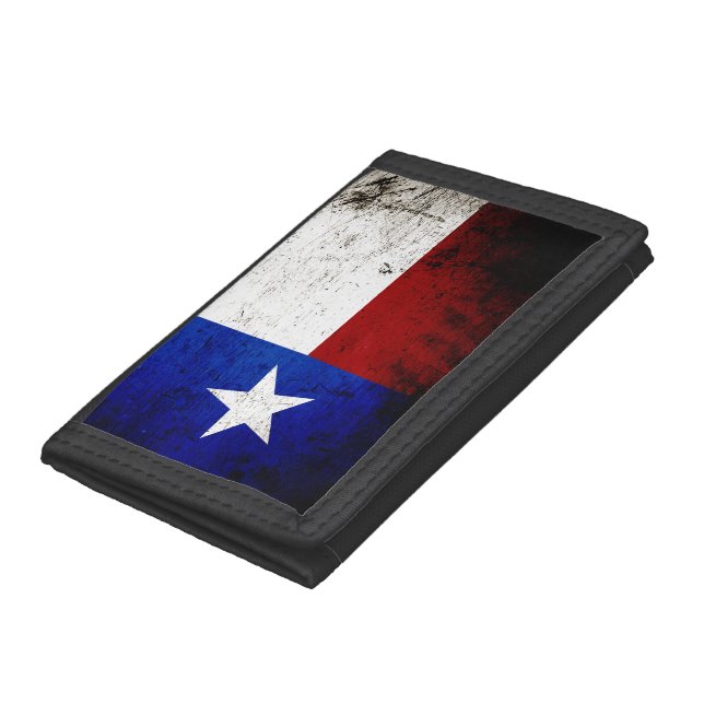 Black Grunge Texas State Flag Trifold Wallet (Bottom)