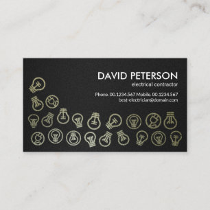 Black Grunge Texture Faux Silver Bulbs Electrical Business Card